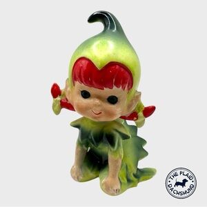 Vintage Lefton Elf Figurine with Red and Green Accents